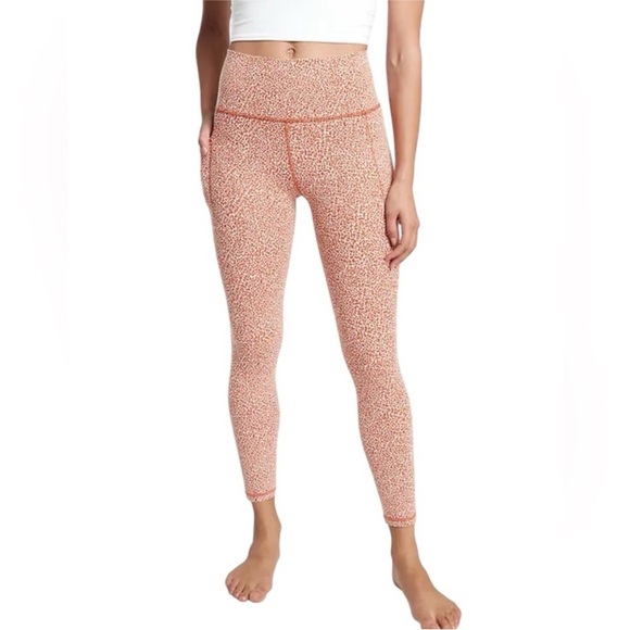 Athleta Salutation Stash Pocket Textured 7/8 High-Rise Orange Leggings Size Smal - Picture 1 of 7